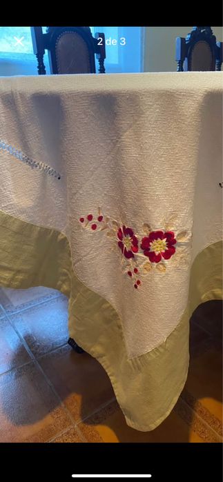 Toalha linho bordada