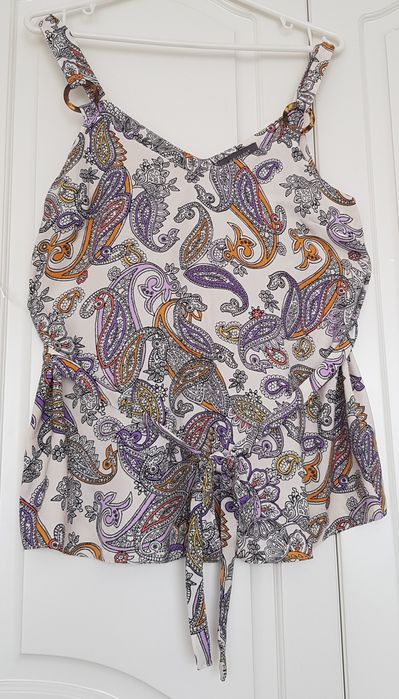 Primark boho bluzka bluzeczka koszulka kwiaty kwiatki pasek M 38 10