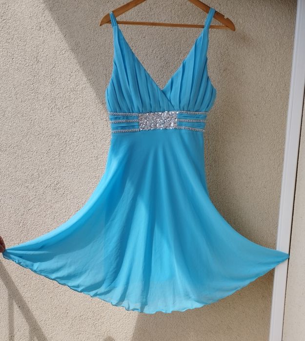 Sukienka damska Mayaadi Deluxe r. XL jasno niebieska na ślub sylwestra