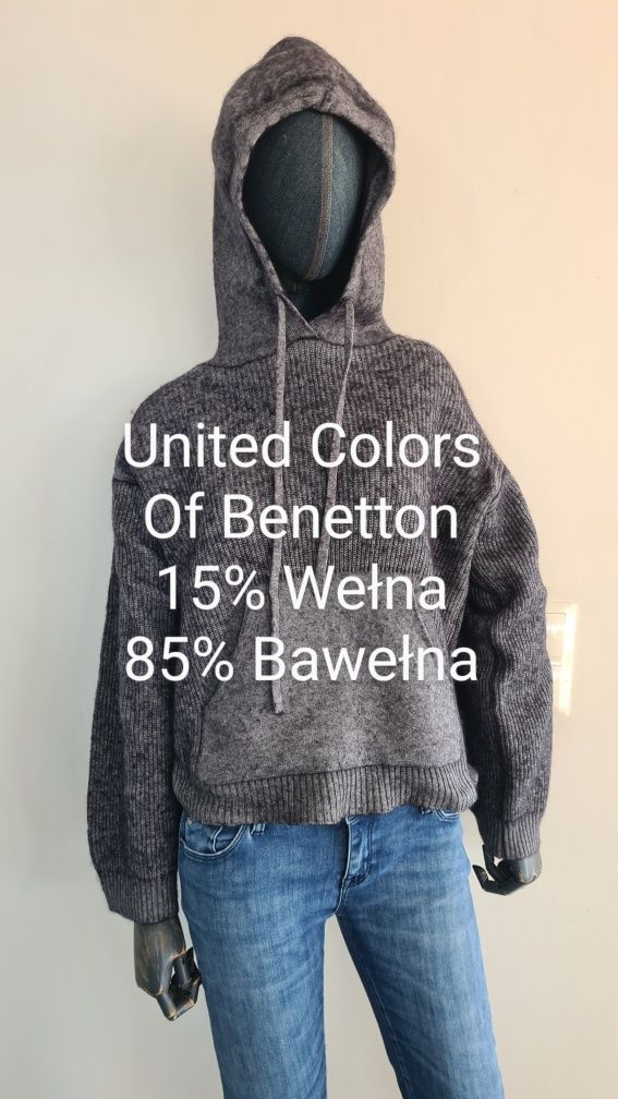 Bluza / Sweter hoodie United Colors of Benetton. 15% Wełna 85% Bawełna