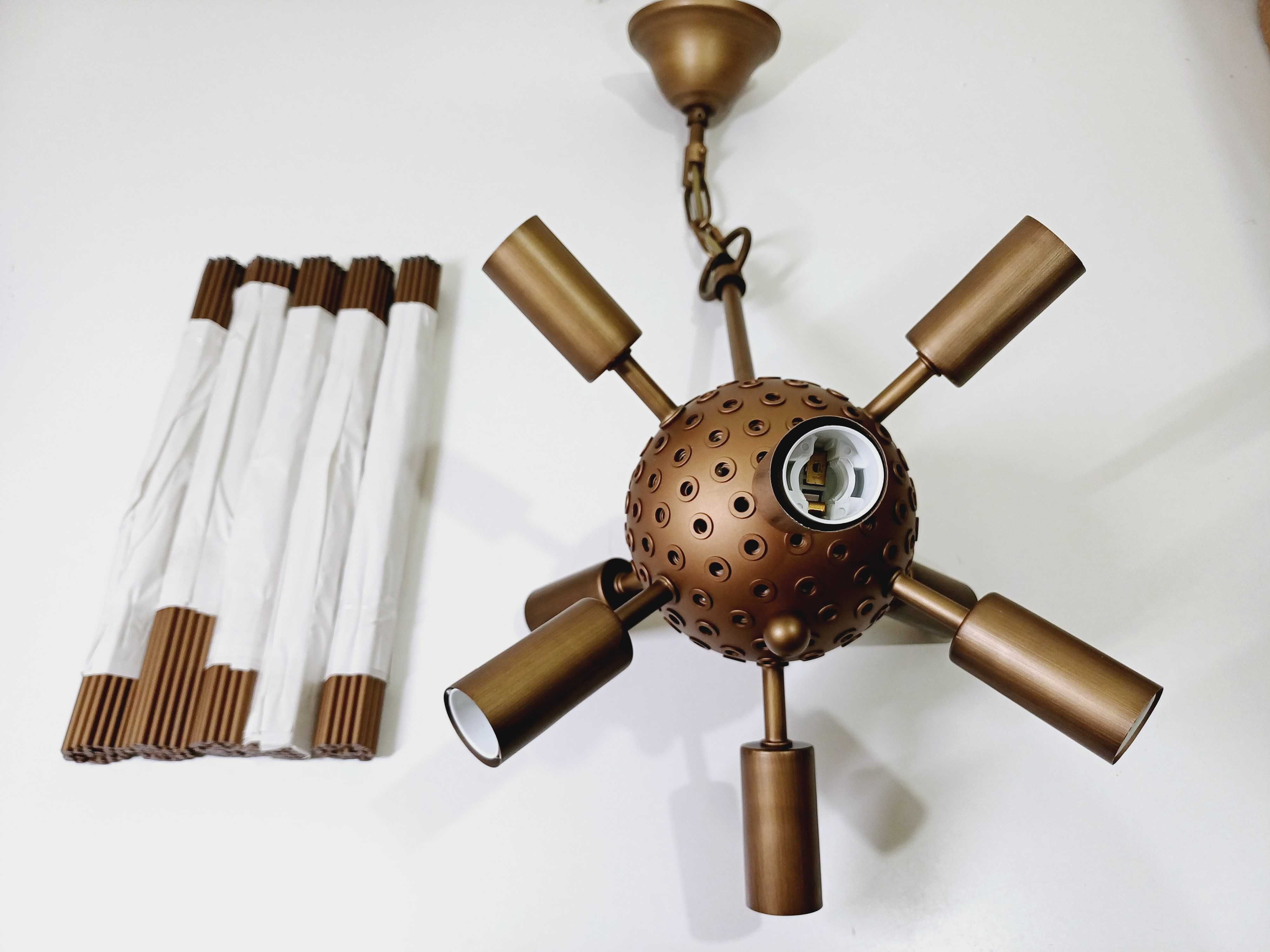 Lampa mosiężna wisząca KARE Beam Brass żyrandol dekoracyjny mosiądz