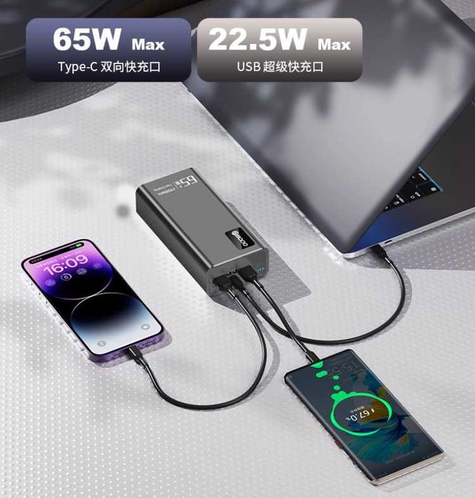 Повербанк PSOO 30 000 mAh потужний для ноутбука 65W