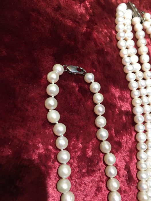 Винтажный очень красивый набор бусы и браслет натуральный жемчуг