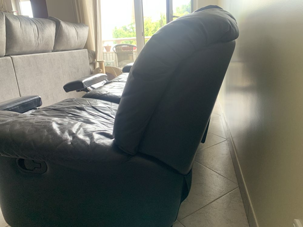 Sofá preto de pele verdadeira Divani Divani