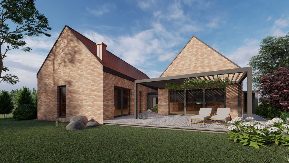 Indywidualny/autorski projekt domu parterowego, 160 m2