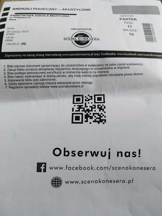 Sprzedam bilety na koncert Piaska