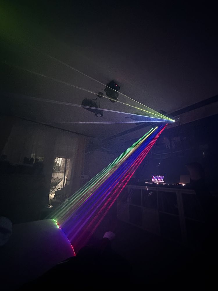 Laser RGB 4 wiązki, bardzo mocny, dmx, auto, tryb dźwięk