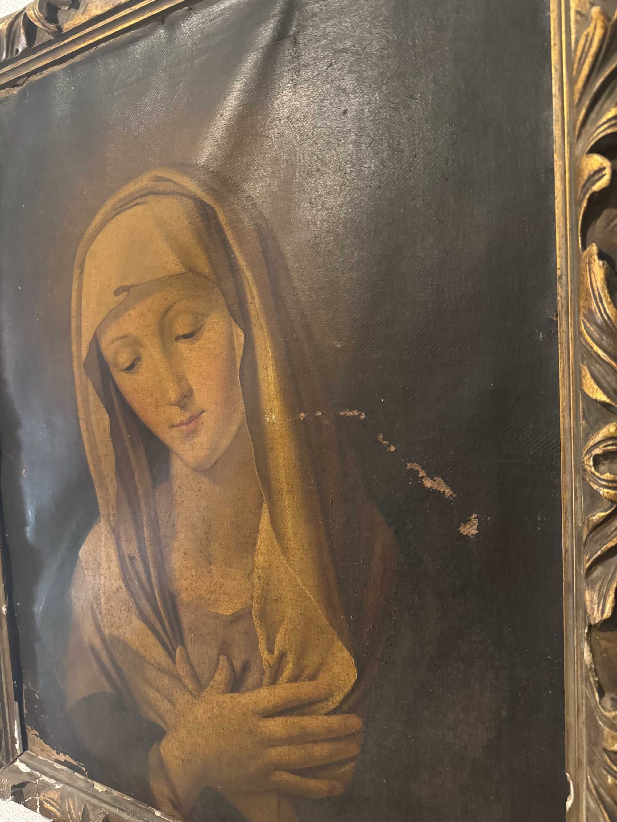 Pintura óleo em tela vintage Nossa Senhora