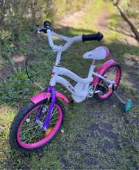 Rowerek rower 16  dla dziewczynki bialo różowy boczne kółka gratis