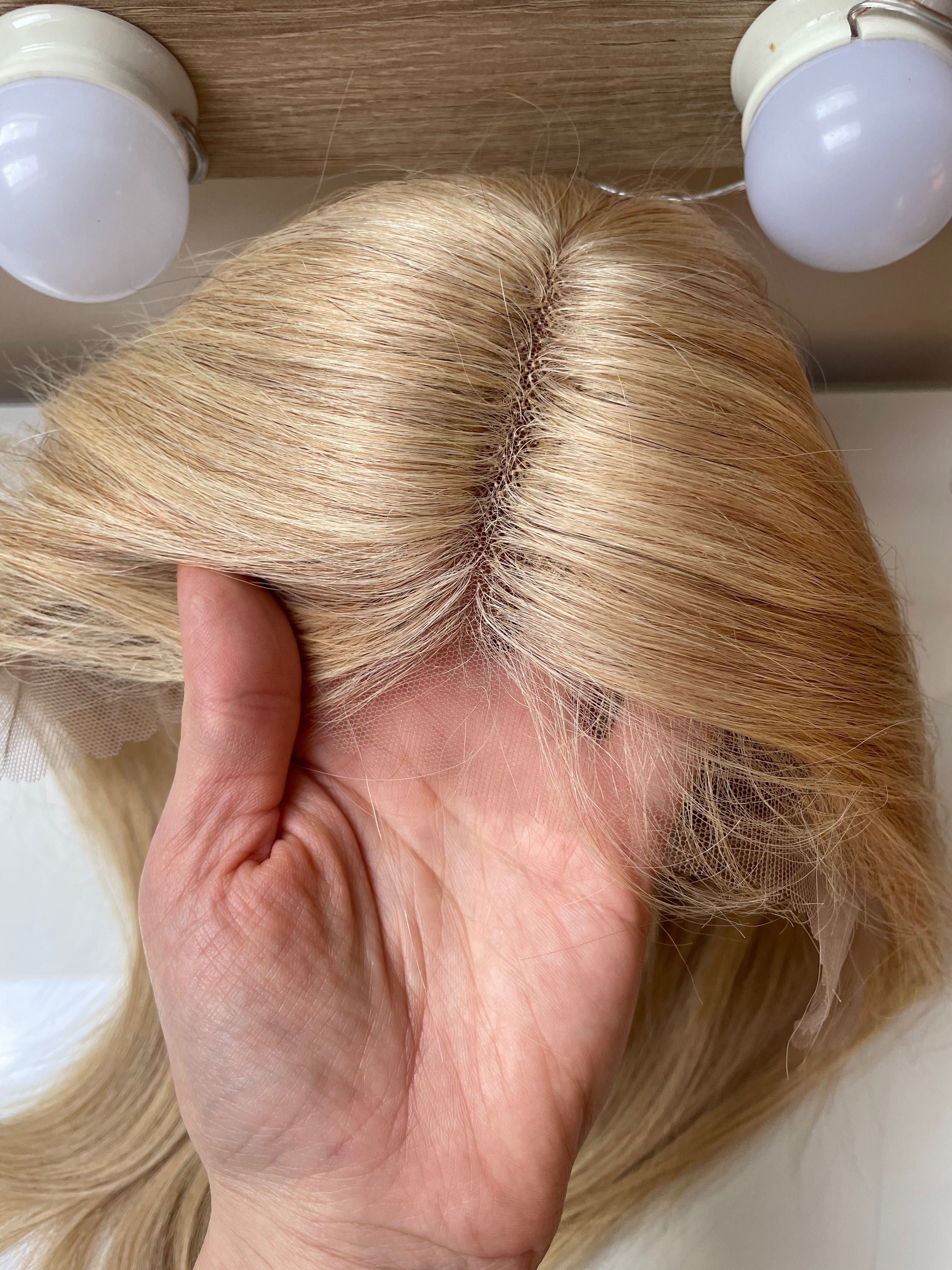 Peruka 100% wlosy naturalne na mikroskorze blond balejaz