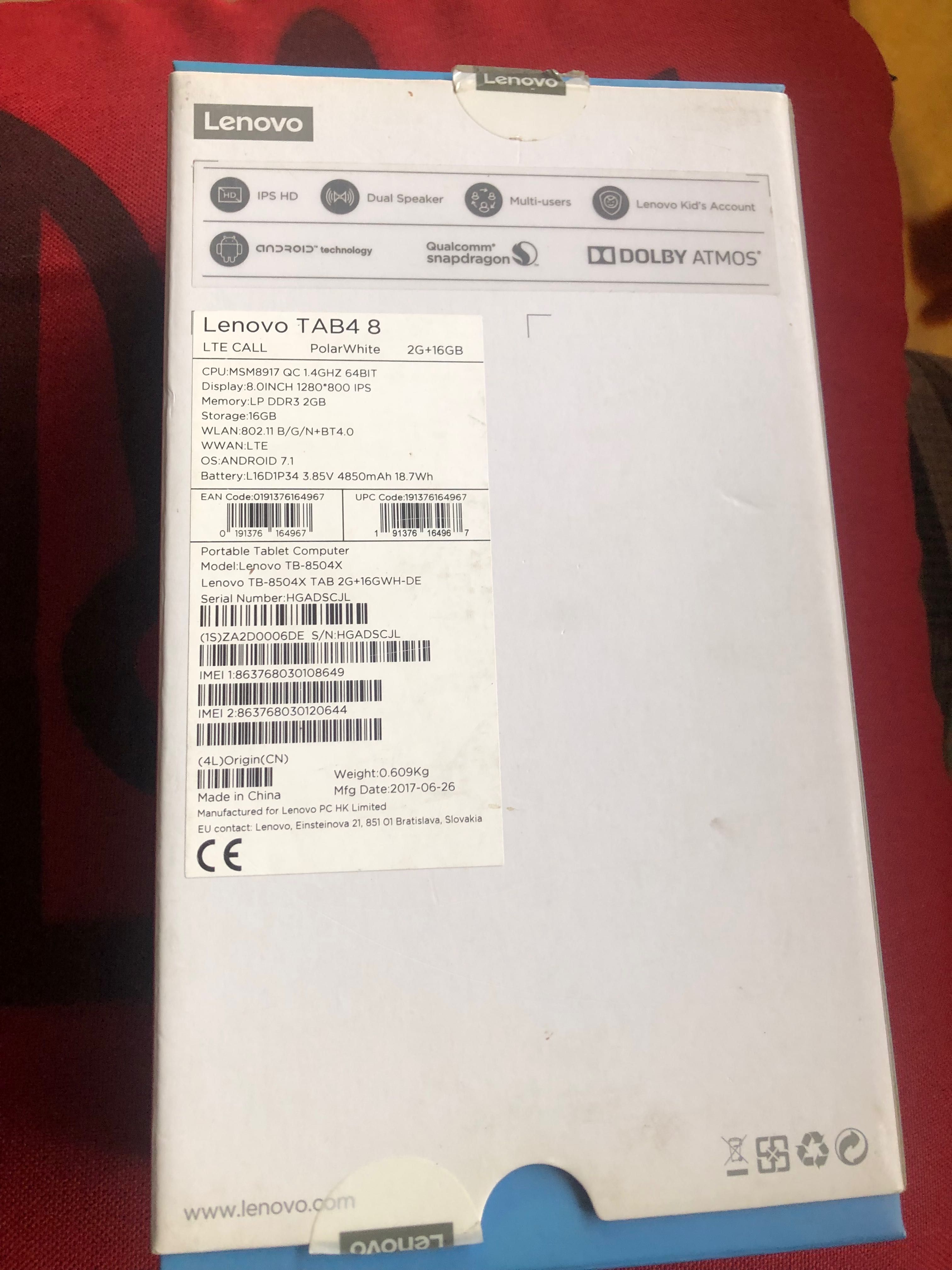 Планшет Lenovo tab4 8