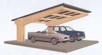 Carport fotowoltaiczny - konstrukcja z drewna klejonego