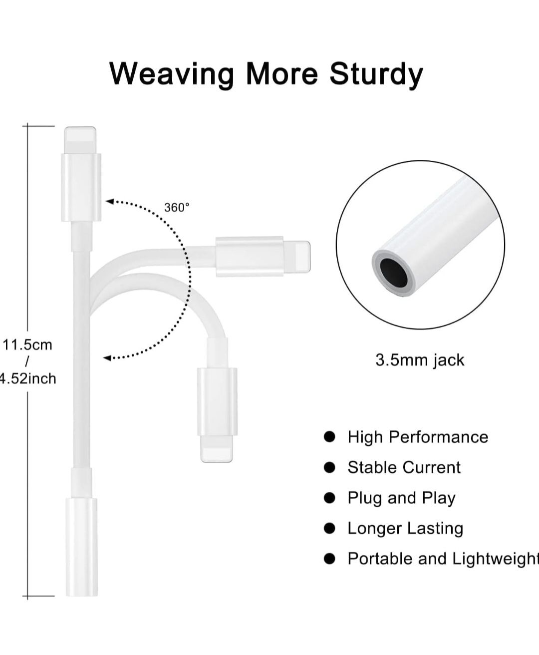 Złącze SENBUN Lightining do 3,5 mm do urządzeń Apple