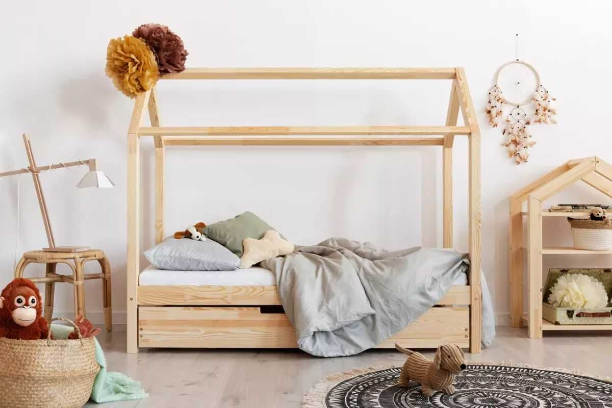 Drewniane łóżko dziecięce z szufladą 90x200 SZARE Kurier GRATIS (1)