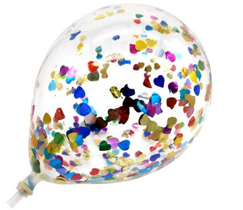 Balony przezroczyste z konfetti urodzinowe 5 szt