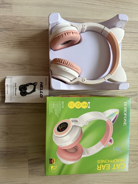 Бездротові складні навушники з мікрофоном і bluetooth с ушками и led