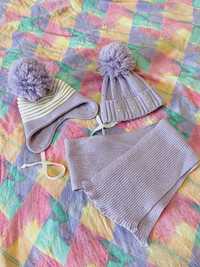 Зимові шапочки на дівчинку + шарф - ціна за все