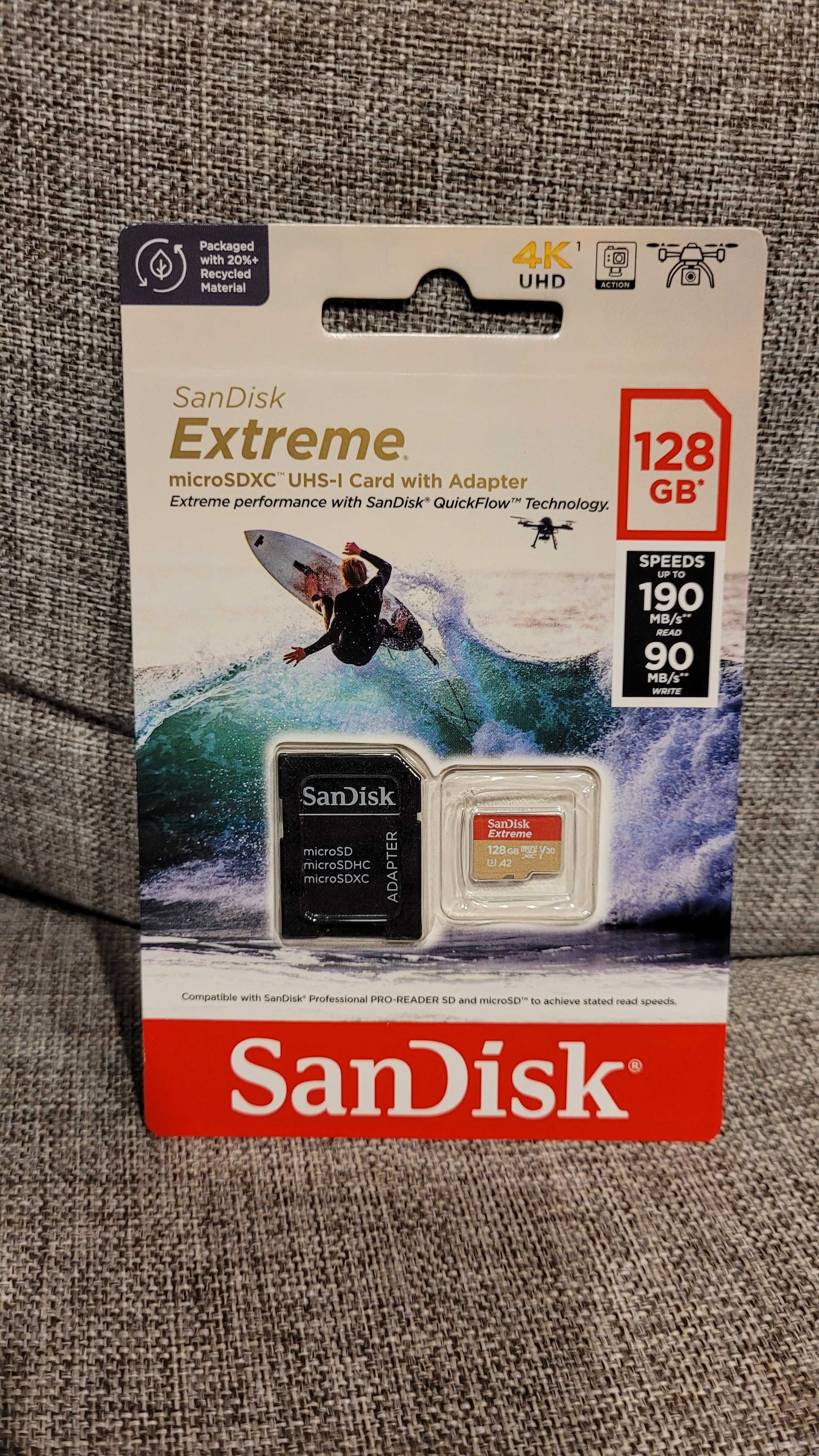 Nowa karta pamięci Sandisk Extreme microSDXC 128 GB 190/90 MB/s