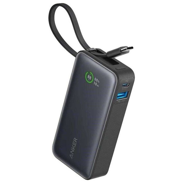 Power Bank Anker Nano 10000mAh 30W, Cabo USB-C Integrado Preto