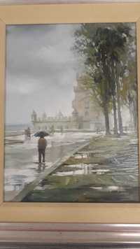 «Dia de Chuva–Belém» (óleo sobre tela) — Isabel Silva,1995 —emoldurado
