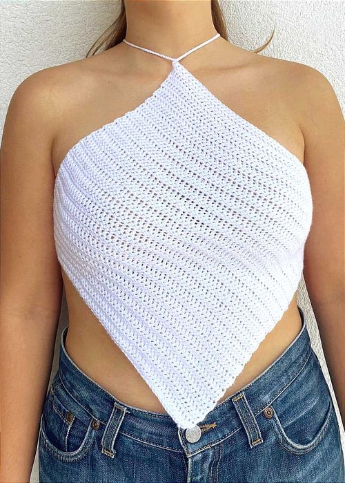 Tops em crochet feitos à mão