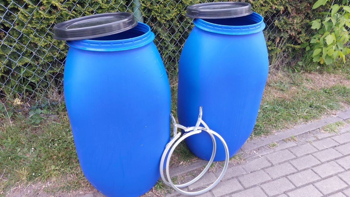 Beczka plastikowa baniak pojemnik 120 litrów z deklem na deszczówke