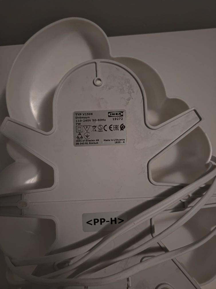 Lampka ścienna dziecięca IKEA DROMSYN Biała CHMURKA Kinkiet + żarówka