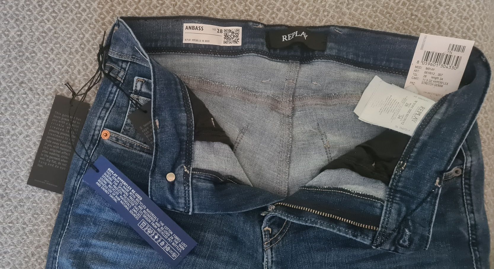 REPLAY Spodnie Jeansowe SLIM-FIT 28