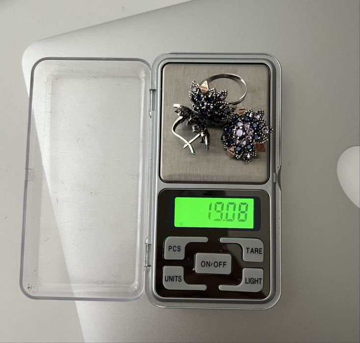 Набори сережки каблучка срібло 925, 375 позолота