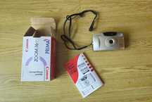 Aparat kompaktowy Canon Prima Zoom 76 srebrny czarny oldschool 90s