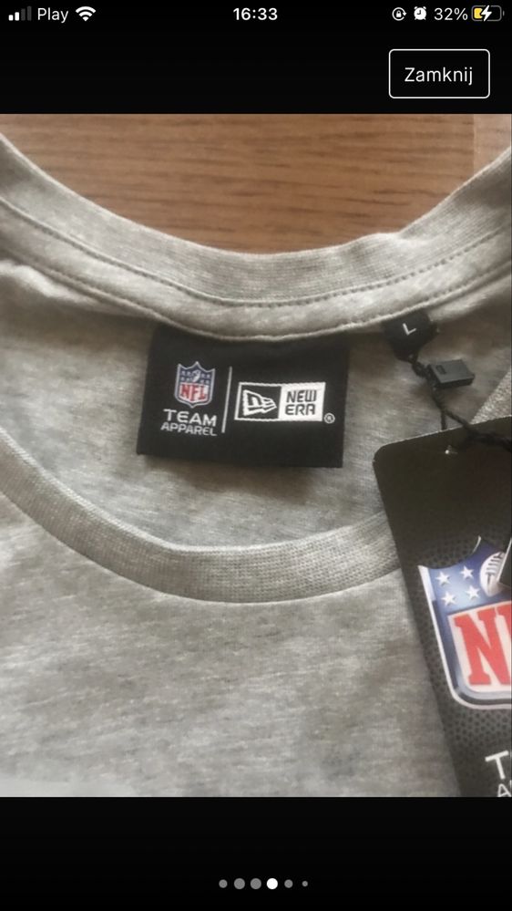 Szara koszulka raiders L new era