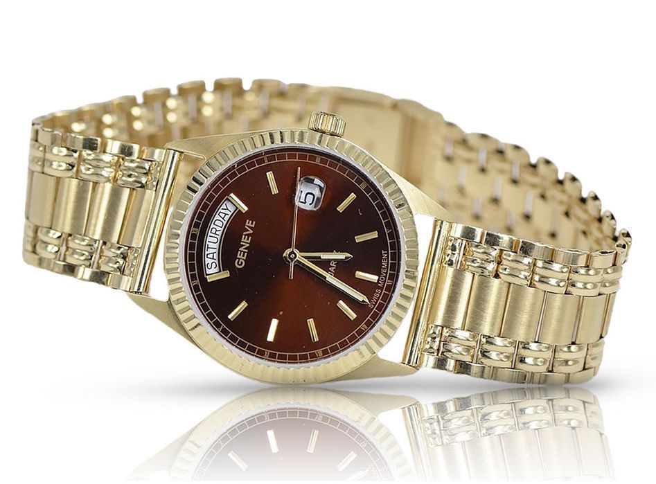 Złoty zegarek z bransoletą męski 14k Geneve mw013ydbr&mbw006y Wrocław