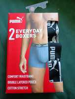 2 pak bokserki męskie Puma r.L szeroka guma napisy bawełna szary zielo