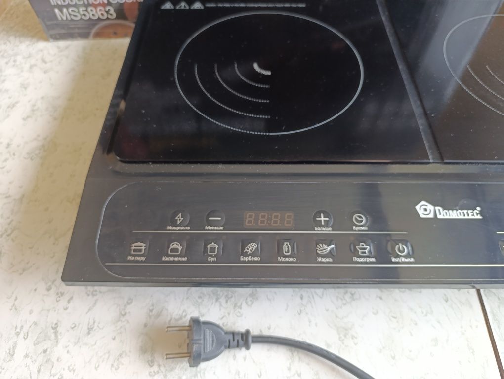 Індукційна плита на 2 конфорки Domotec MS-5863 3500 Вт кухонна пічка