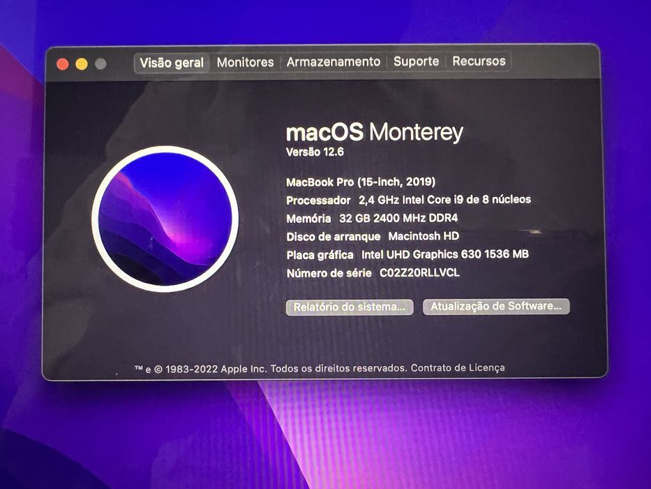 MacBook Pro 15" Touch Bar i9 2.4 GHz 32 GB DDR4 1 TB SSD AMD Radeon Vega 4 GB64563985672579123