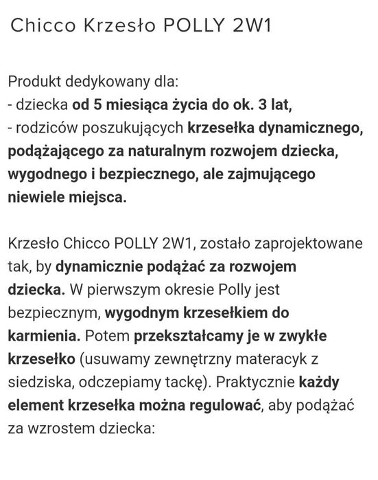 Krzesełko do karmienia Chicco Polly denim