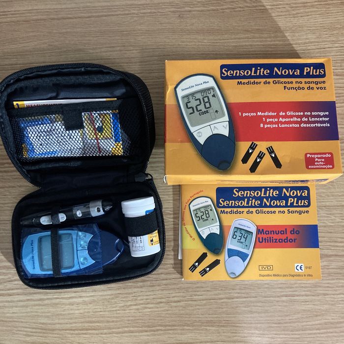 Medidor de glicose com voz Portuguesa – SensoLite Nova Plus - Novo
