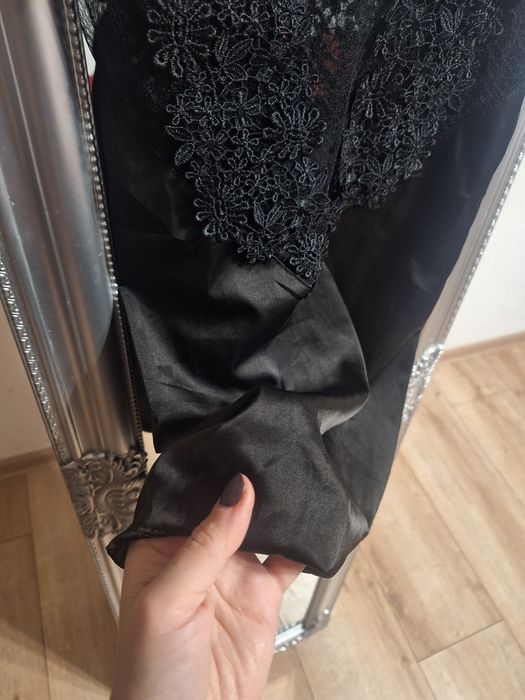 Сексуальный прозрачный кружевной пенюар платье атлас