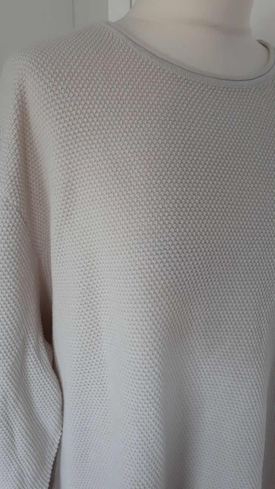 Sweter męski bawełniany strukturalny beżowy S.Olivier 3XL