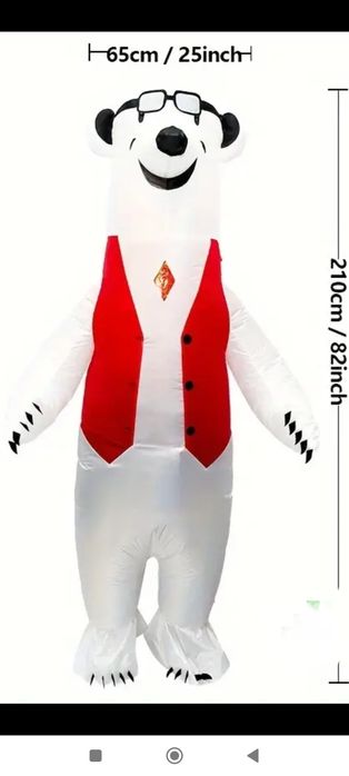 Miś polarny dmuchany kostium 2.1 metra