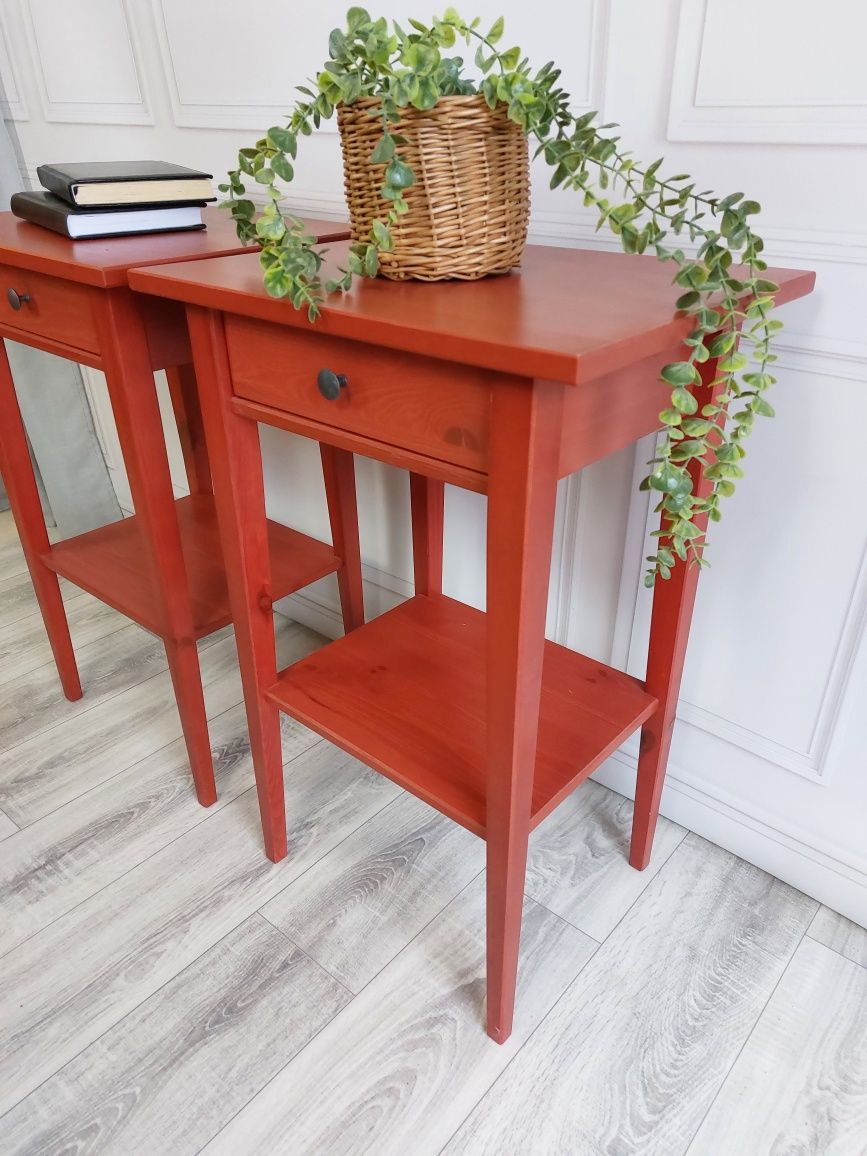 Drewniane szafki nocne Ikea Hemnes czerwone