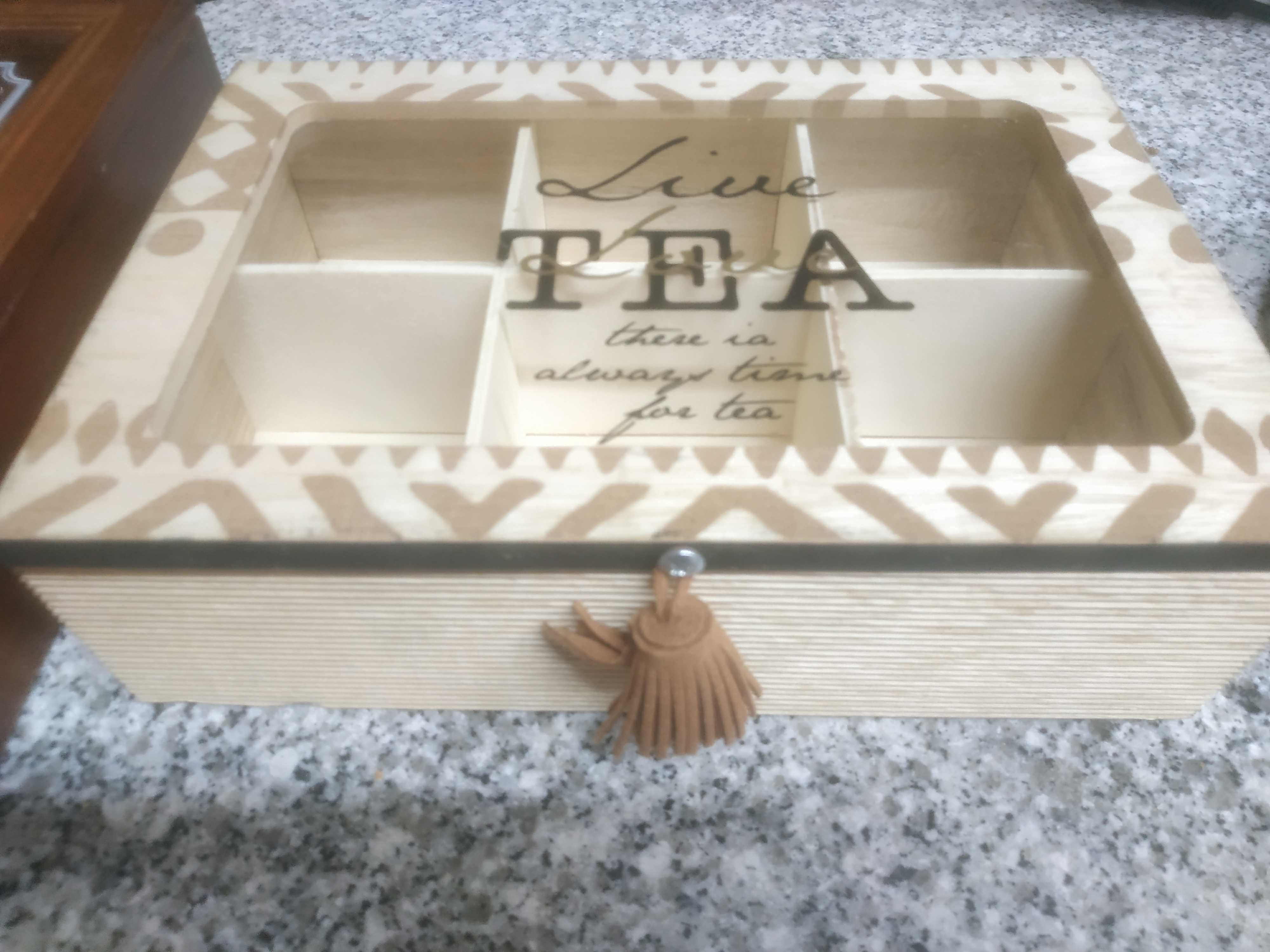 2 caixas de madeira para saquetas de chá com OFERTA
