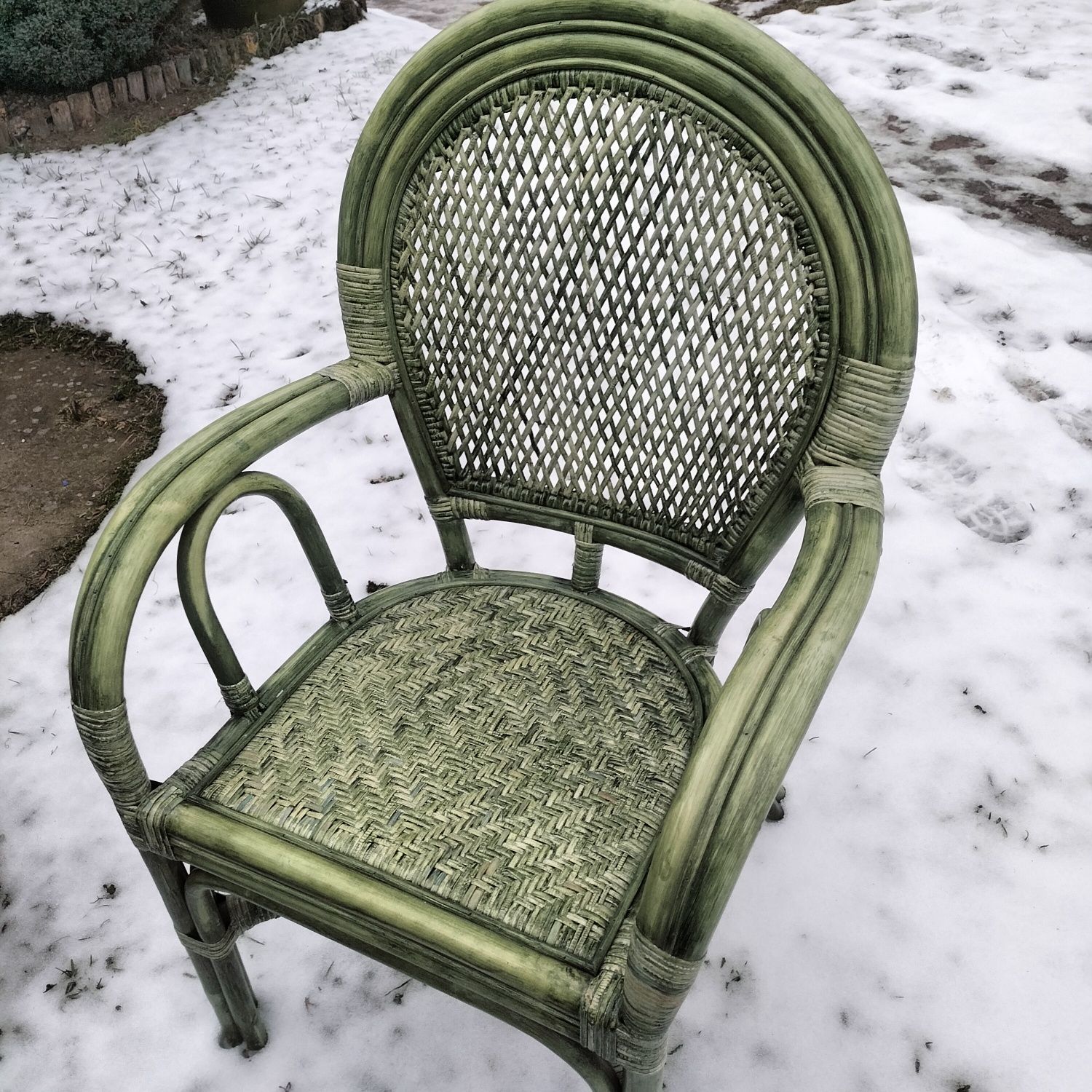 Fotel rattanowy zielony