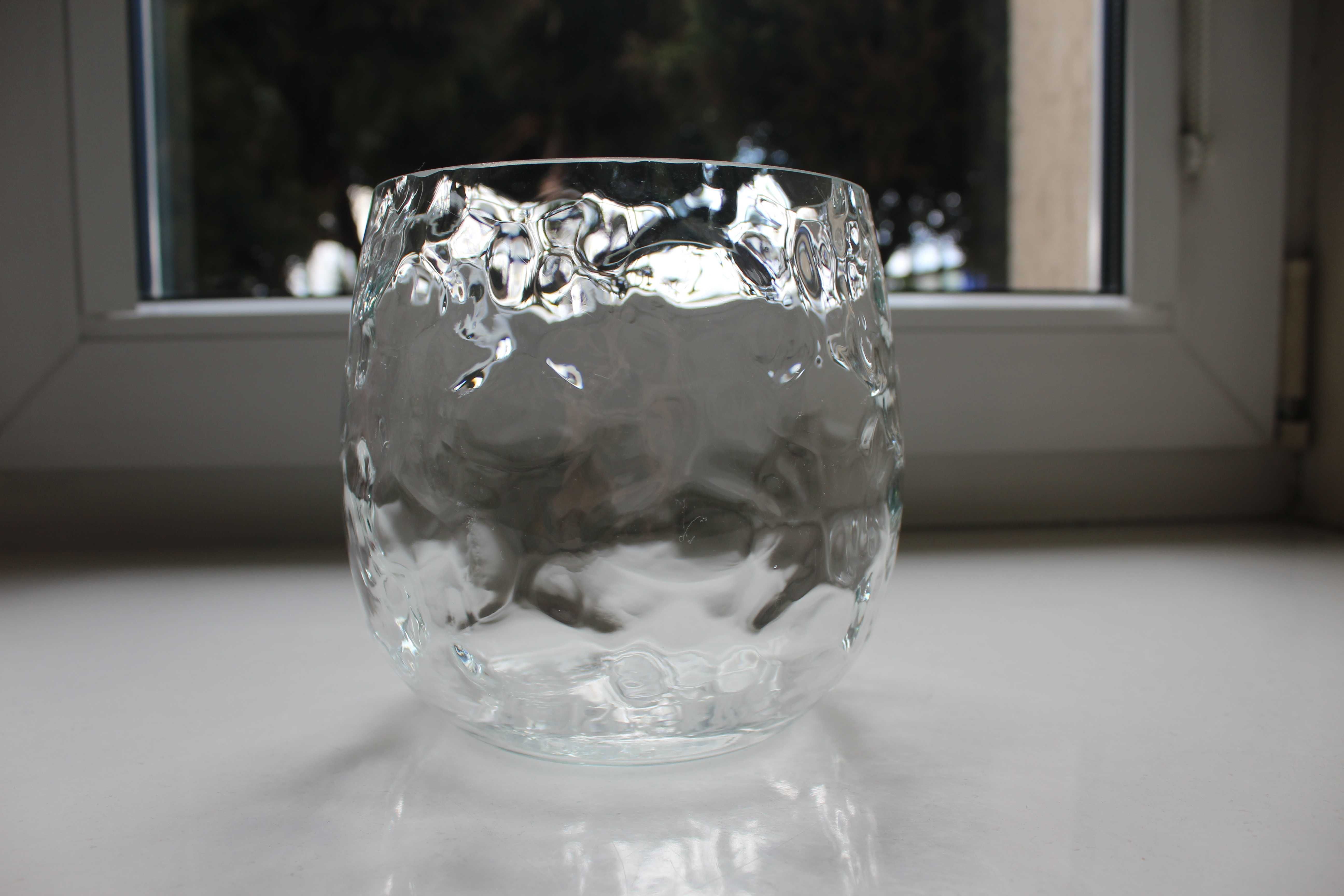 Szklana doniczka osłonka na doniczkę okrągła tłuczonego szkła 12 kula