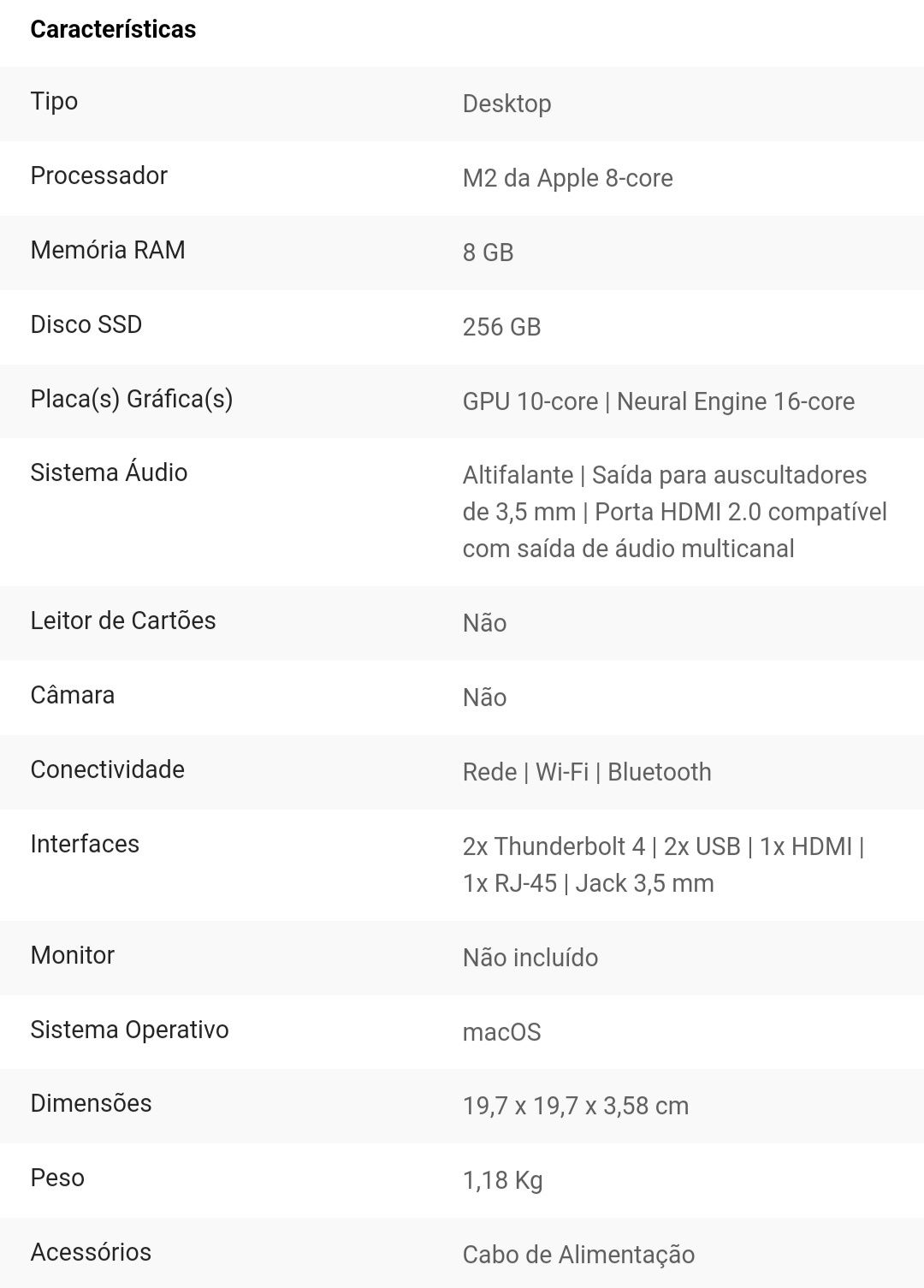 Mac Mini 2023 - M2 8GB/256GB