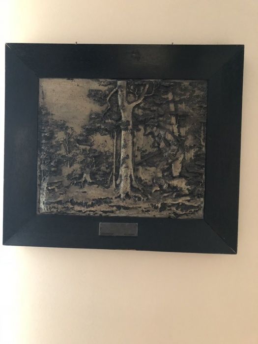 Картина "Охота" из сплава металла 1927 год