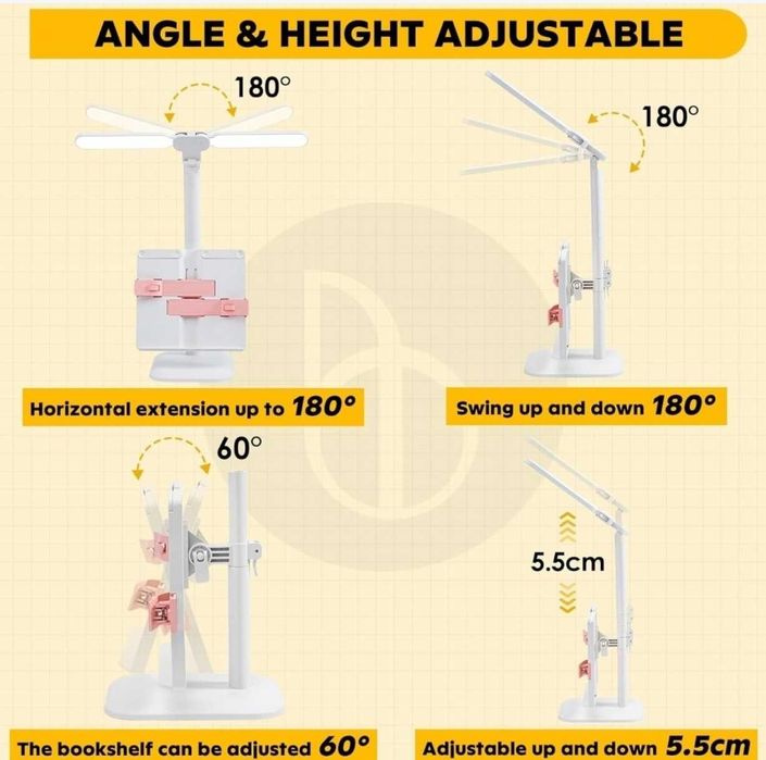 Lampa biurkowa BIBURY 2IN1 z regulowaną podstawką na książki