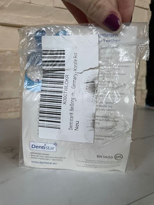 DENTISTAR Gryzak Dla Niemowląt 3m+ Zestaw 2szt Miękki Uchwyt czerwony