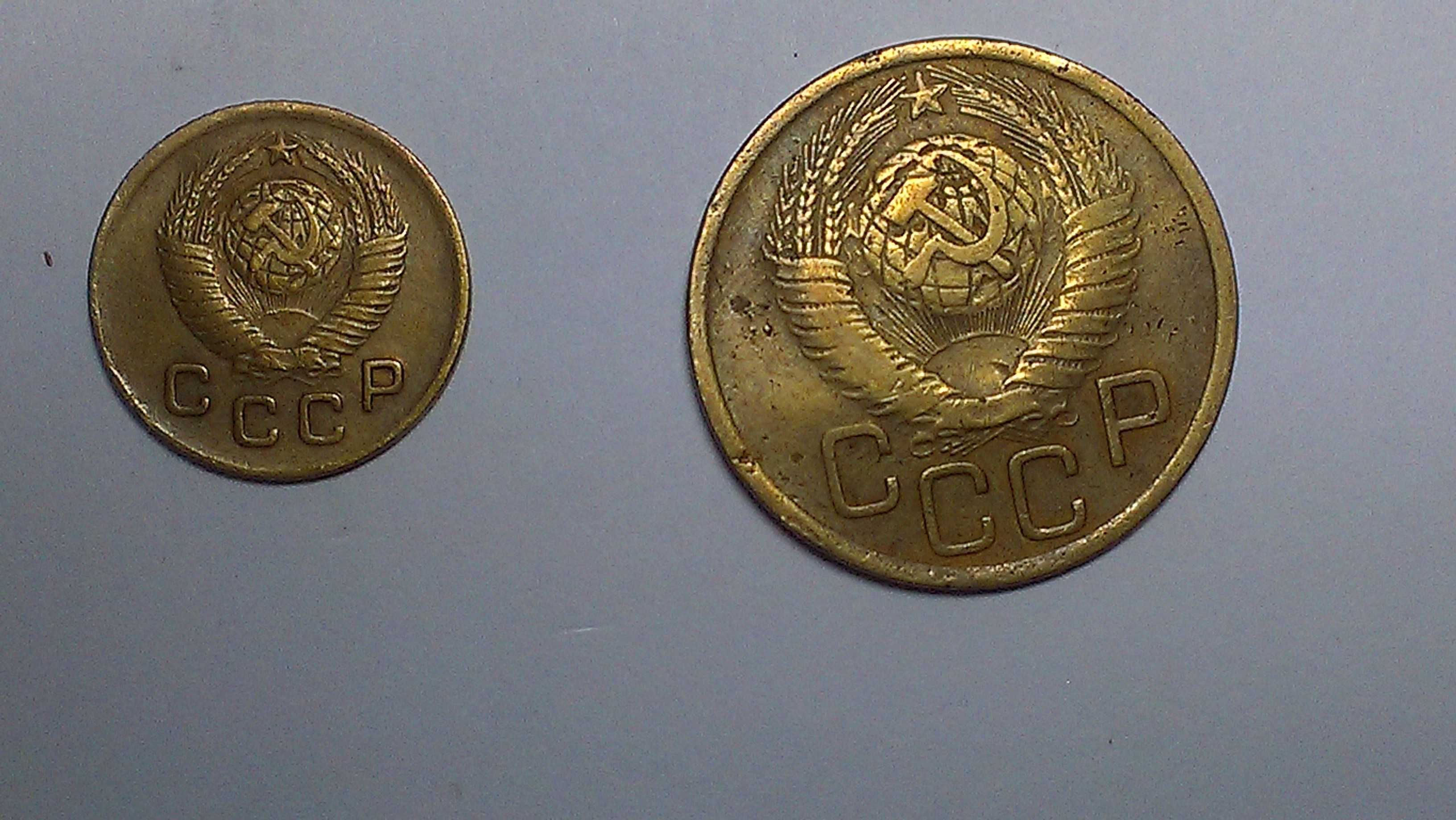 Монета 1 копейка 1948 года , 3 копейки 1949 года