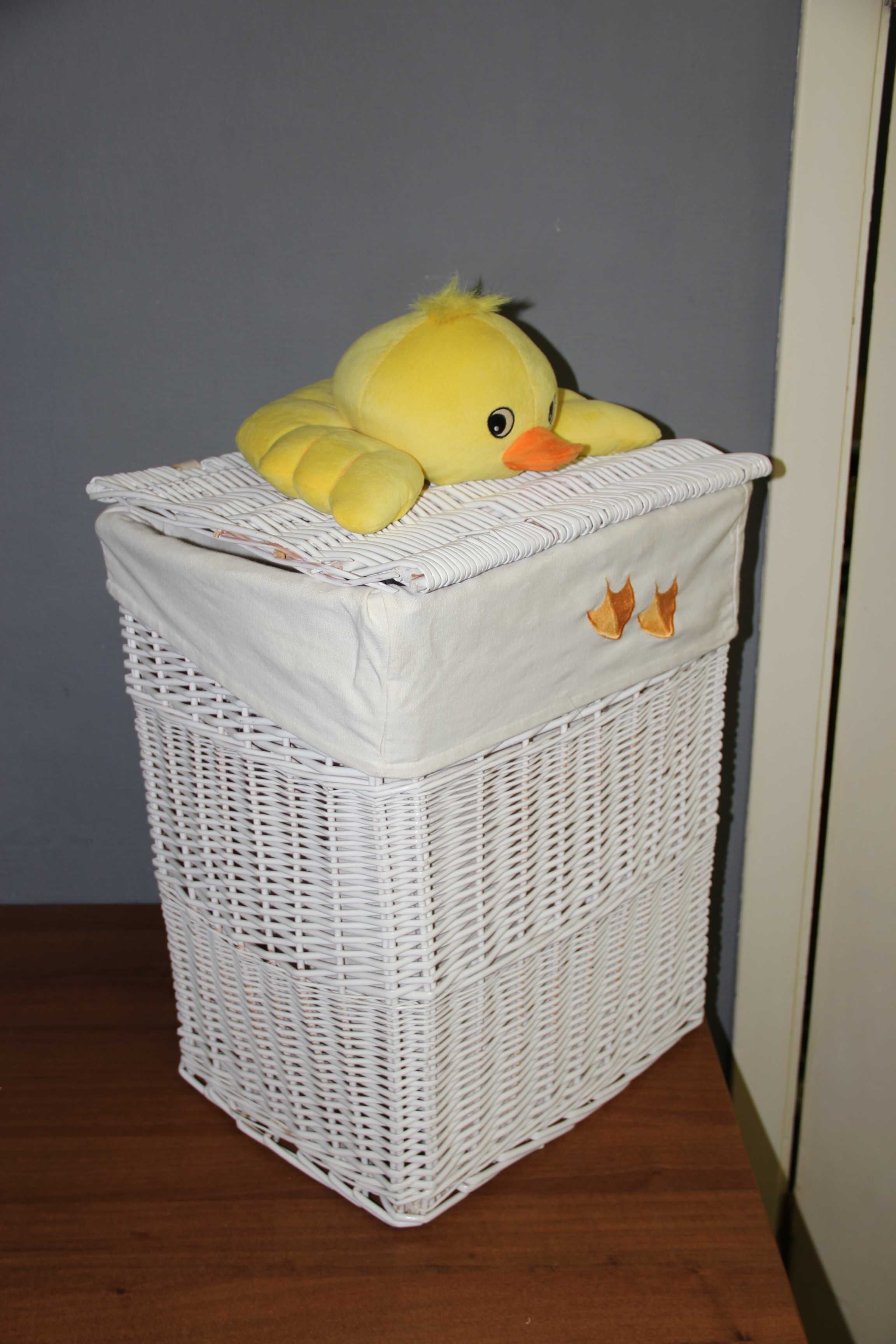 Кошик для іграшок Happy duckling кришка білий 58х44х36см лоза плетіння